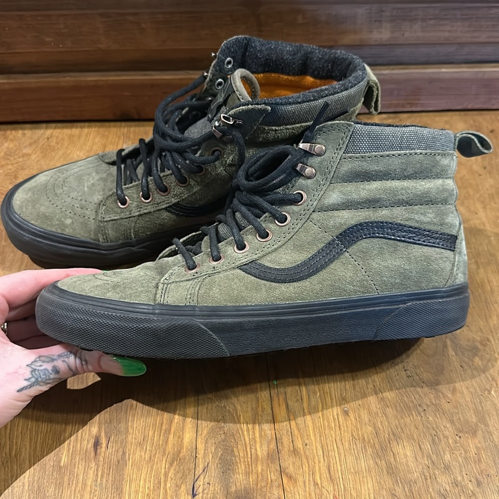 Vans Mens Pat Moore Sk8 Hi MTE Green Suede High Top Skate Shoes  RARE